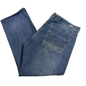 Jinzu Jeans Mens 44x32 Blue‎ Relaxed Fit Straight Denim Studded Back 46 Tag